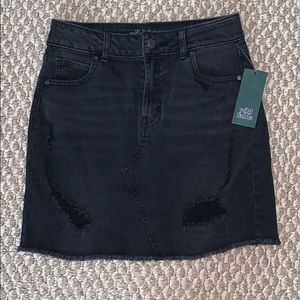 black ripped jean skirt